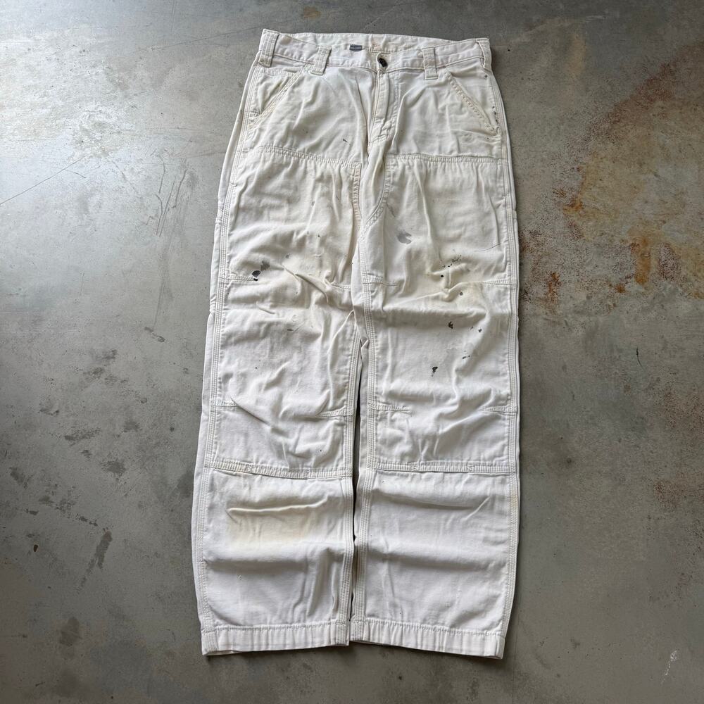 Carhartt Cotton Blend Painted Distressed Workwear Double Knee Pants Size 30x29